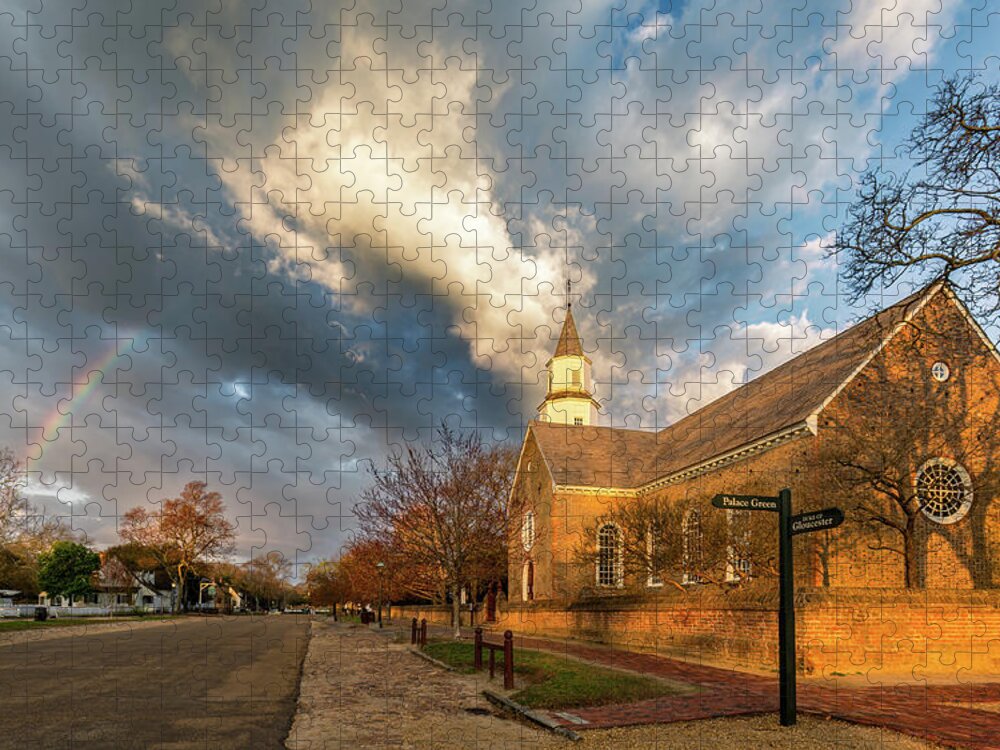 Colonial Williamsburg Jigsaw Puzzle featuring the photograph Bruton Parish Rainbow by Rachel Morrison