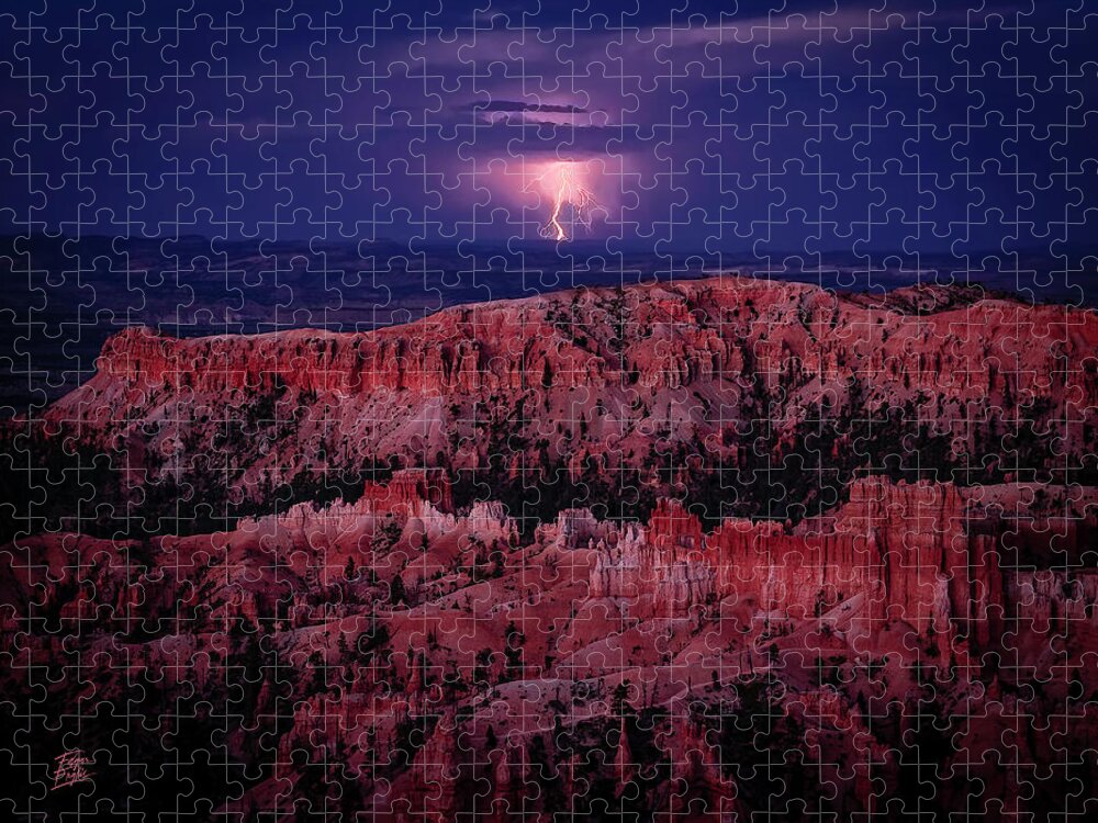 Art Jigsaw Puzzle featuring the photograph Bryce Lightening by Edgars Erglis