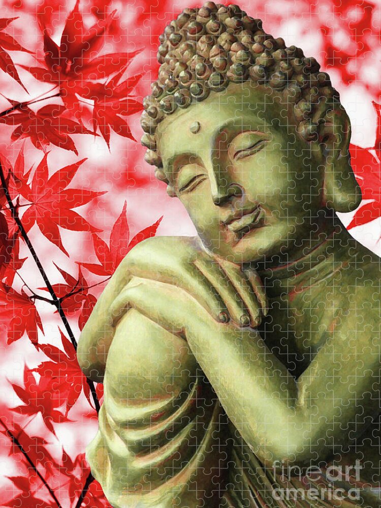 Buddha Red Maple Jigsaw Puzzle by Inspired Images - Pixels