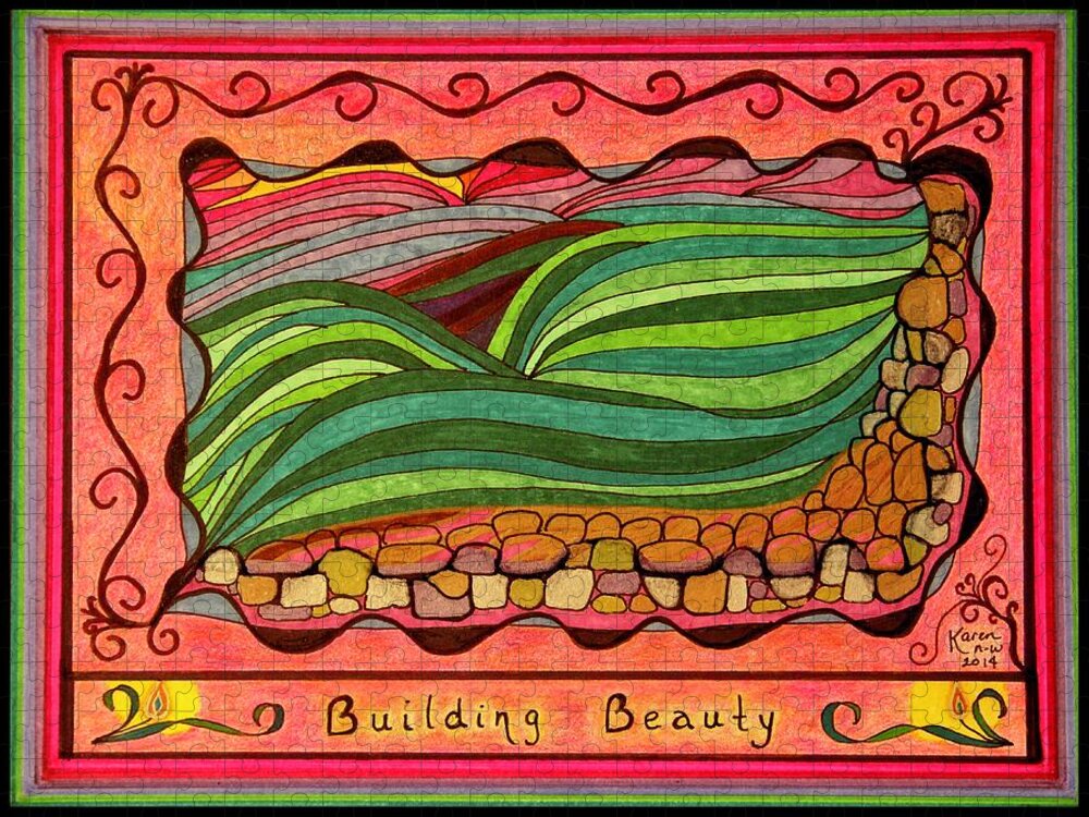 Growing Jigsaw Puzzle featuring the drawing Building Beauty by Karen Nice-Webb
