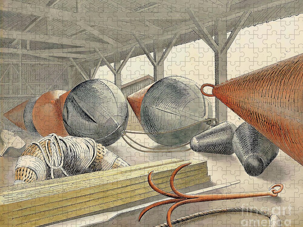 Cc0 Jigsaw Puzzle featuring the photograph Buoys and Grappling Hook by Eric Ravilious by Jack Torcello