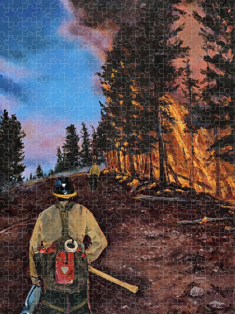 Wildland Fire Jigsaw Puzzle featuring the digital art Burn Out by Les Herman