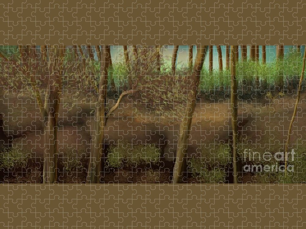 Bushland Jigsaw Puzzle featuring the digital art Bushland by Nature's Hand by Julie Grimshaw