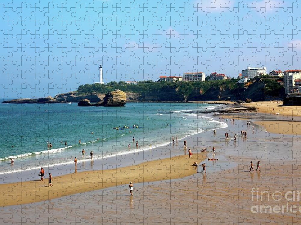 Beach Jigsaw Puzzle featuring the photograph Busy Beach Day in France by Carol Groenen