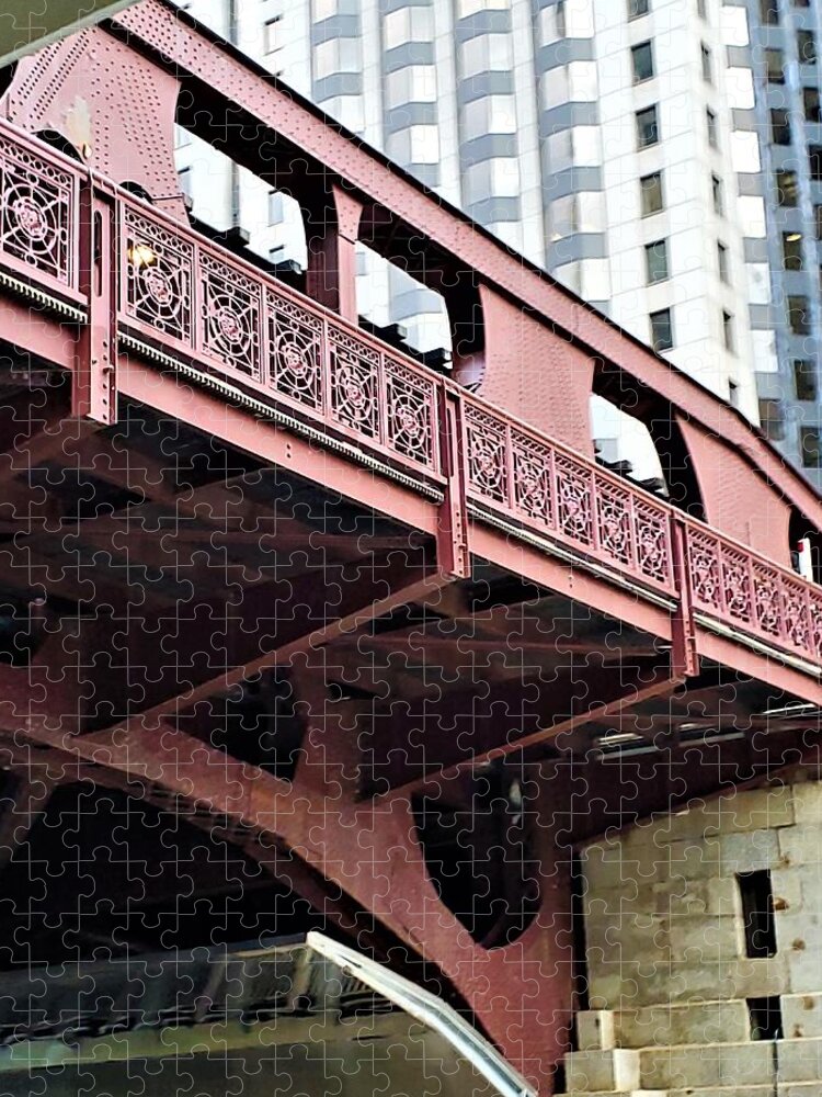 Chicago Jigsaw Puzzle featuring the photograph C hicago Bridge by Lois Tomaszewski