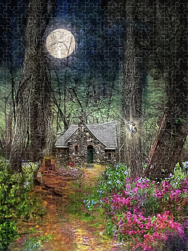 Cabin Jigsaw Puzzle featuring the photograph Cabin in the Woods - Limited Edition by Shara Abel