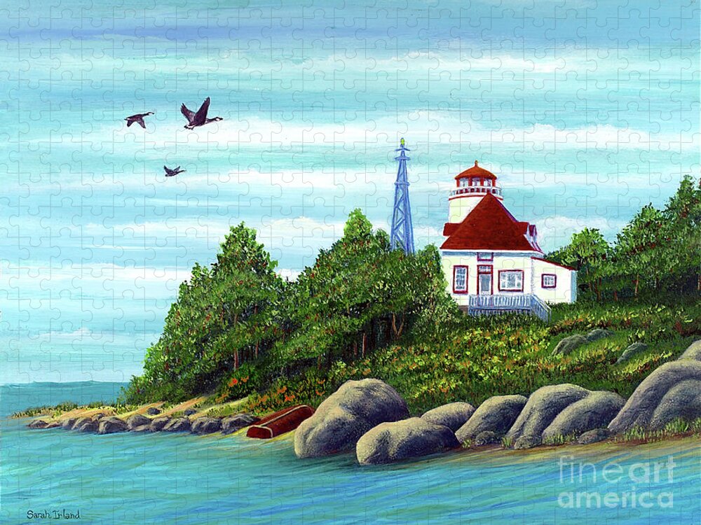 Cabot Jigsaw Puzzle featuring the painting Cabot Head Light by Sarah Irland