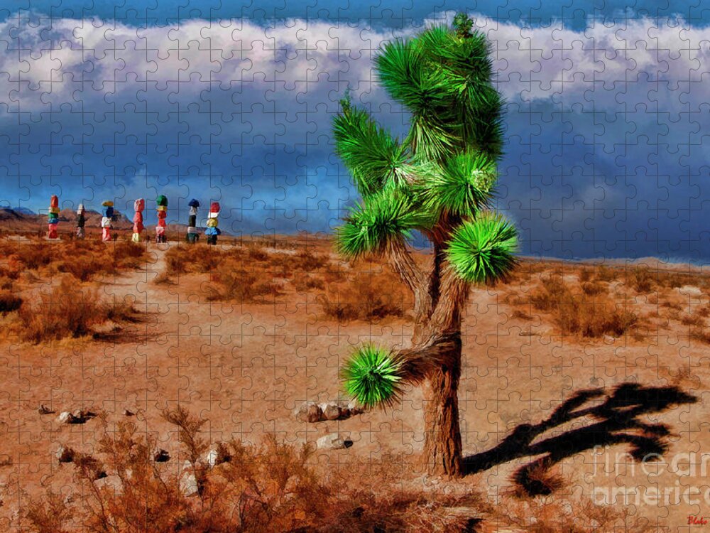  Jigsaw Puzzle featuring the photograph Cactus And Seven Magic Mountains Far Behind by Blake Richards