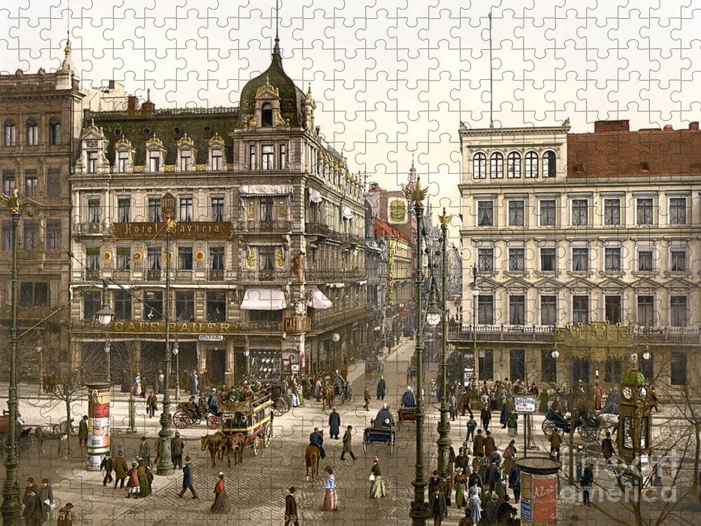 1895 Jigsaw Puzzle featuring the photograph Cafe Bauer on Unter den Linden, Berlin, Germany by Granger