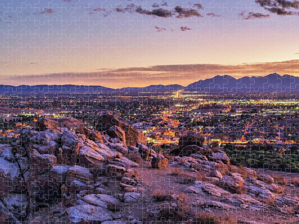 Sunset Jigsaw Puzzle featuring the photograph Cajon Pass Nightscape by Daniel Hayes