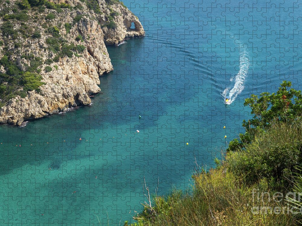 Mediterranean Sea Jigsaw Puzzle featuring the photograph Cala de la Granadella, boat trip on the Mediterranean Sea by Adriana Mueller