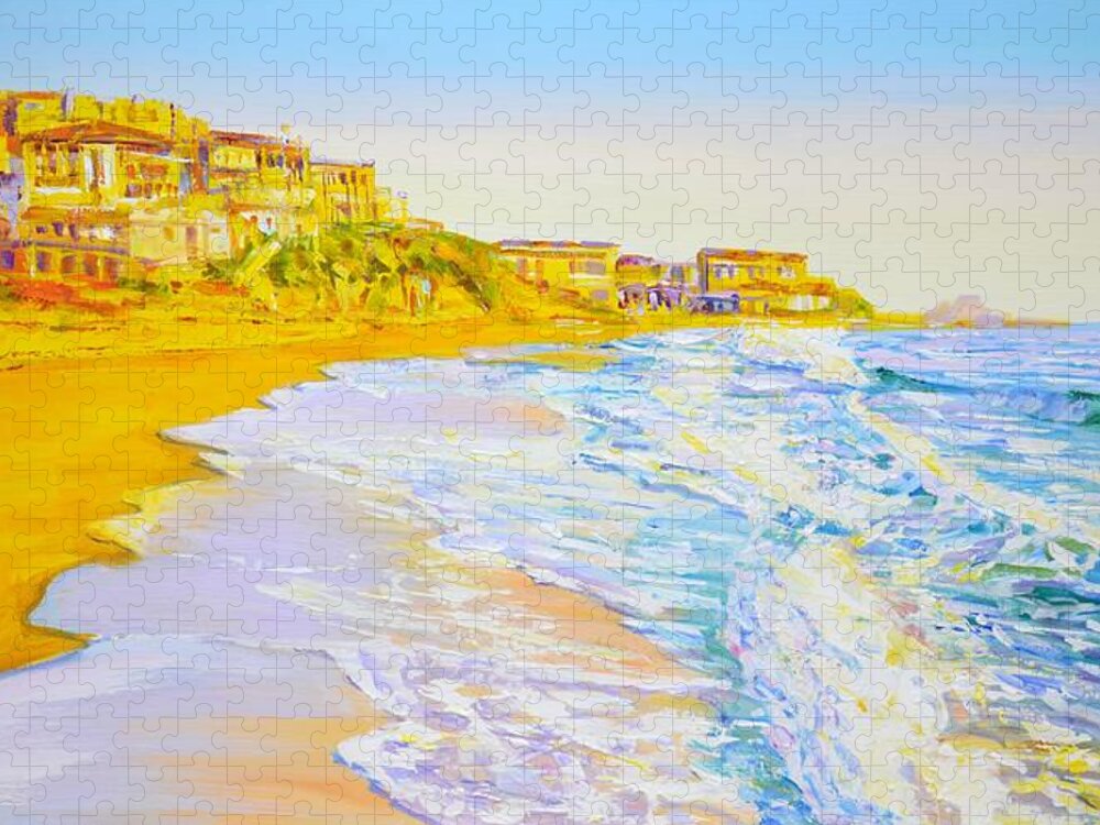 Ocean Jigsaw Puzzle featuring the painting California. Beach. Ocean. by Iryna Kastsova