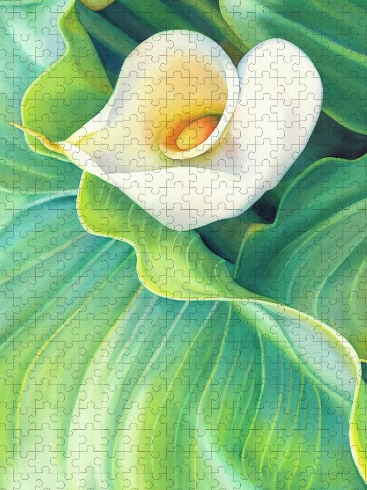 Watercolor Painting Jigsaw Puzzle featuring the painting California Calla by Sandy Haight