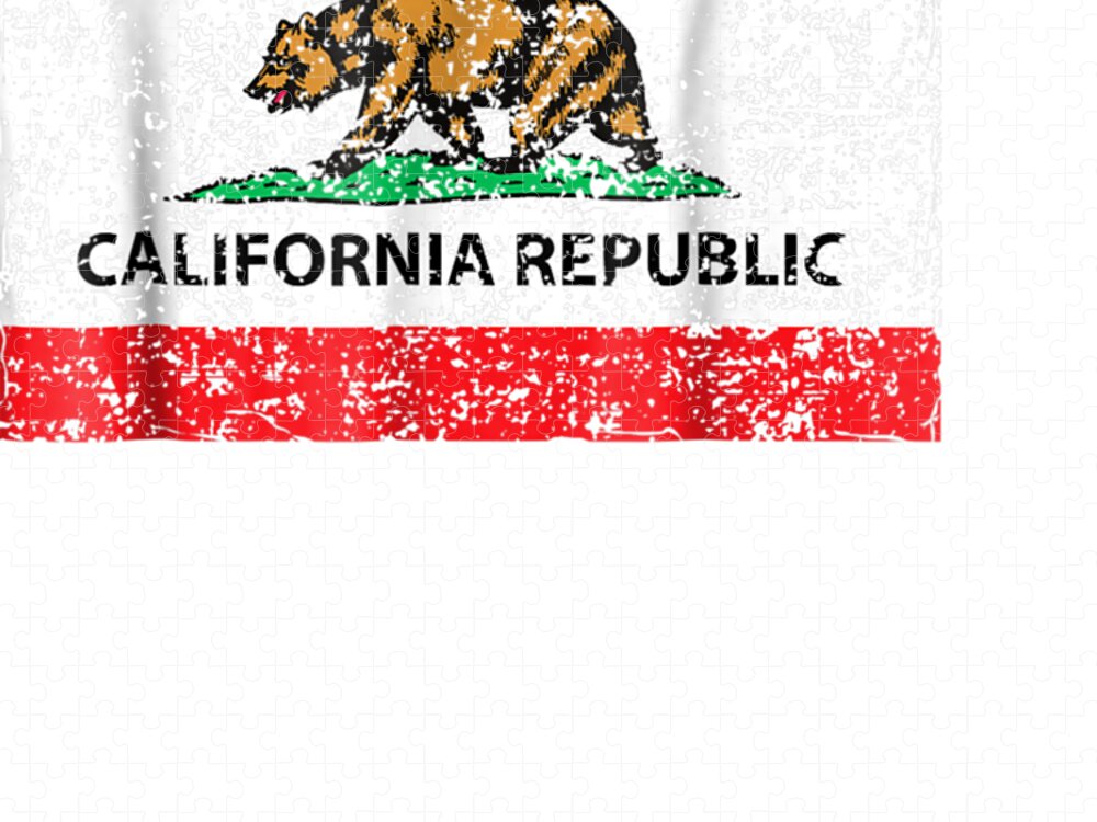 California Republic Cali Flag T-shirt Socal Norcal Cencal T Puzzle for Sale  by Grant Alicia