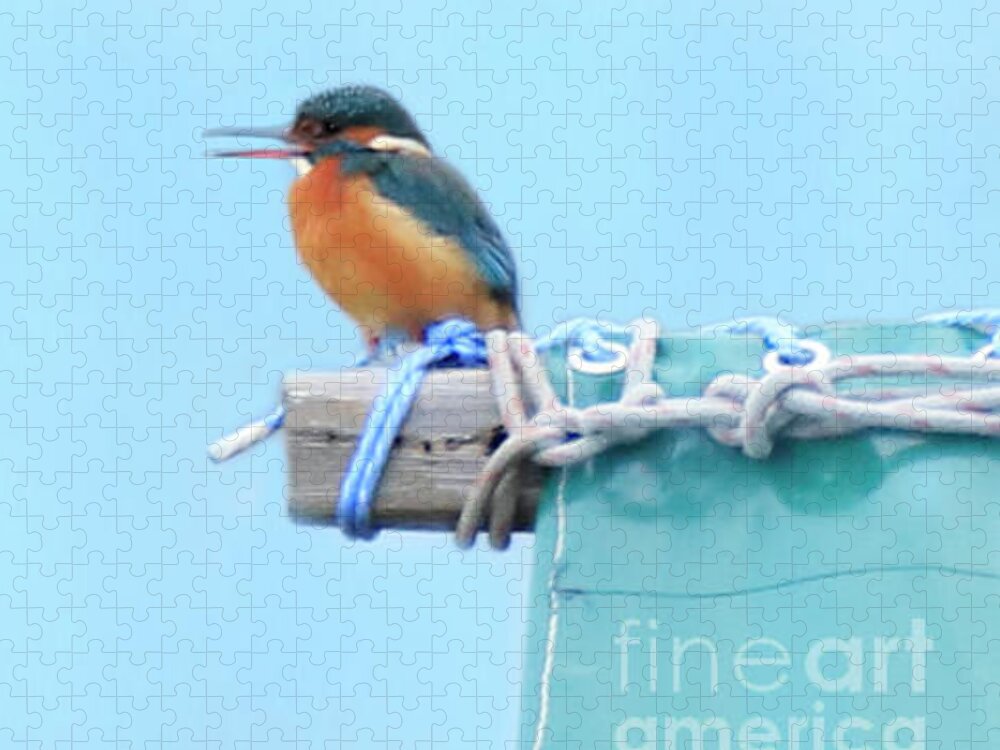 Kingfisher Jigsaw Puzzle featuring the photograph Calling Kingfisher by Terri Waters