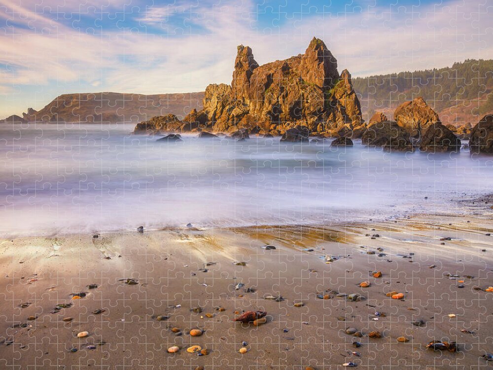Beach Jigsaw Puzzle featuring the photograph Calm at the Castle by Darren White