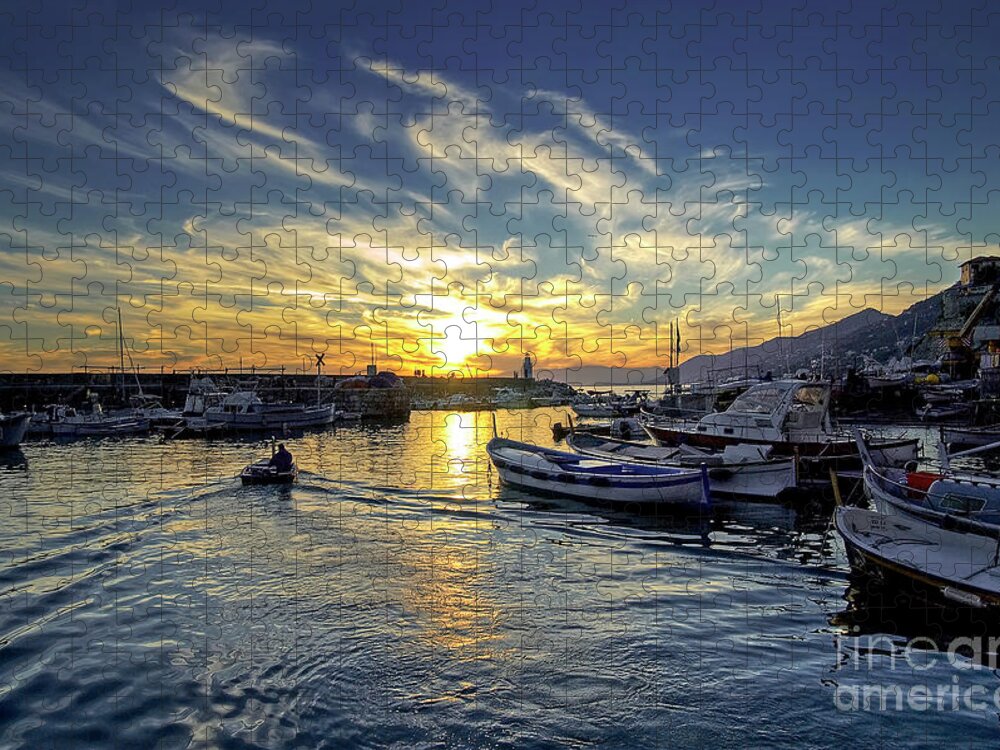 Scenery Jigsaw Puzzle featuring the photograph Camogli - Sunset - Italy by Paolo Signorini