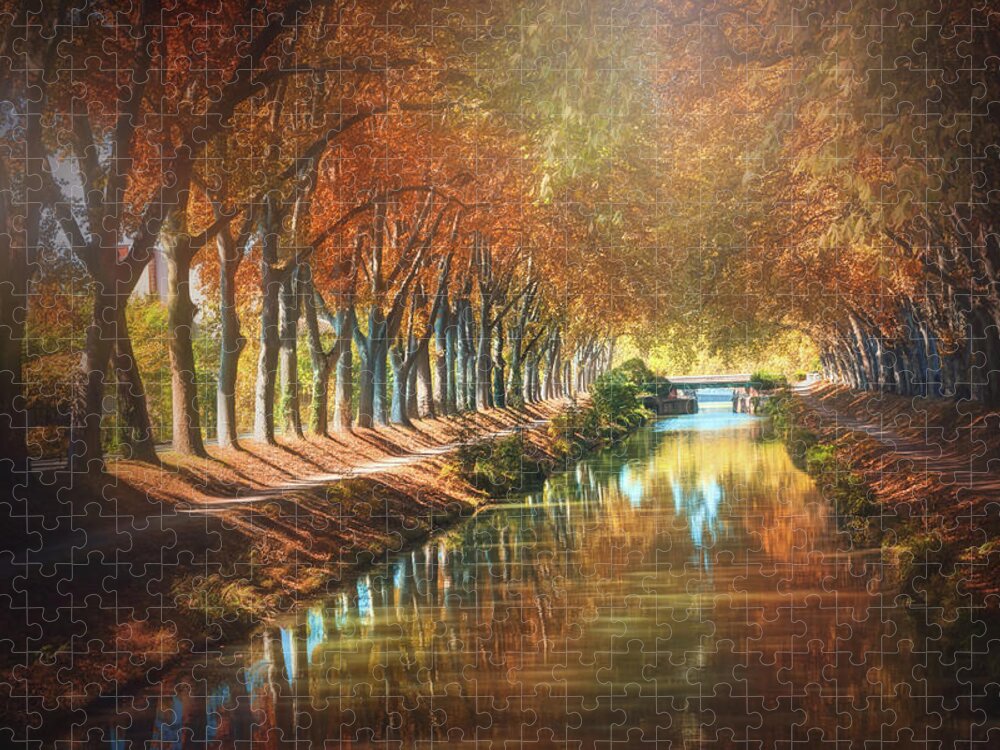 Greetings Card Birthday Blank Notelet Autumn Canal Reflections 