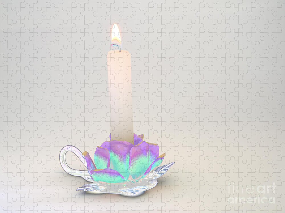 Candle Jigsaw Puzzle featuring the photograph Candle in Holder by Kae Cheatham