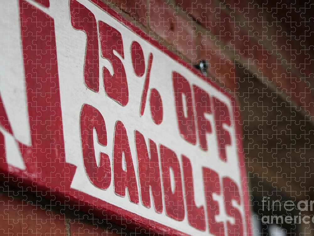 Oddity Jigsaw Puzzle featuring the photograph Candle Sale Sign in Solvang CA by Colleen Cornelius
