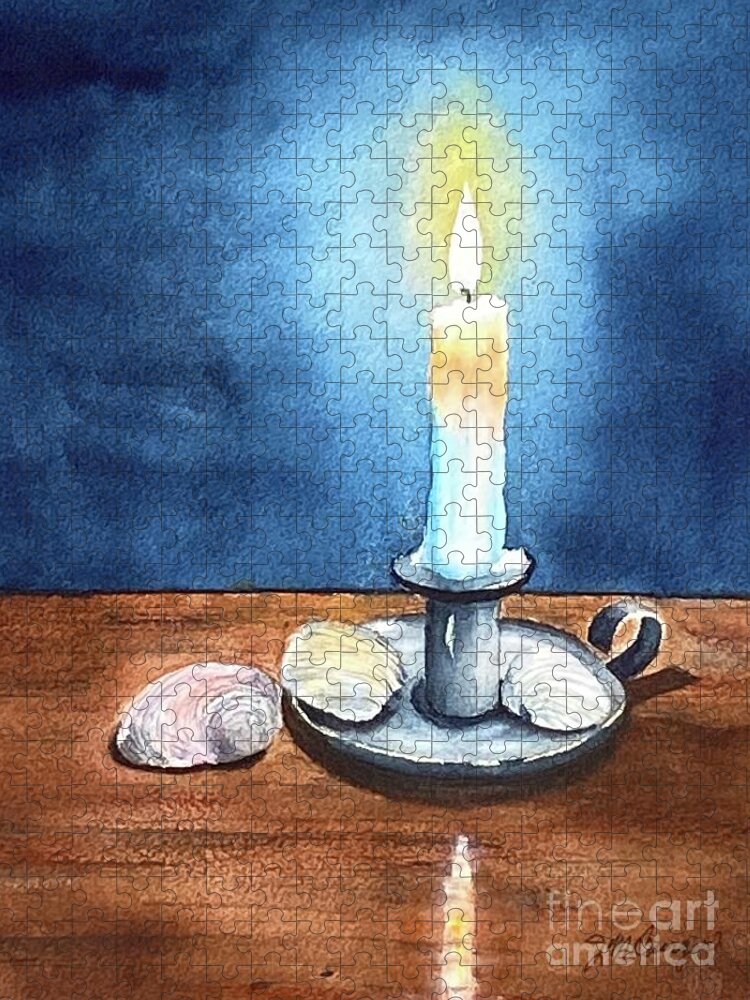 Candle Holder Jigsaw Puzzle featuring the painting Candle's Glow by Joseph Burger
