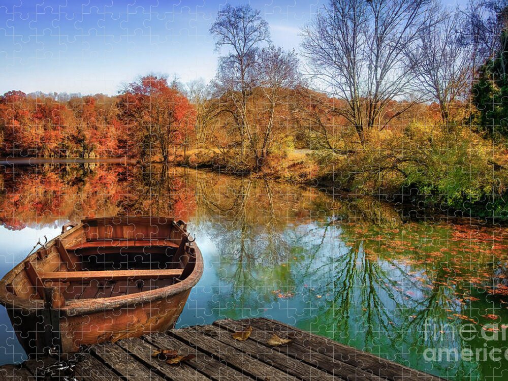 Lake Jigsaw Puzzle featuring the photograph Canoe on Patrick Henry Lake by Shelia Hunt