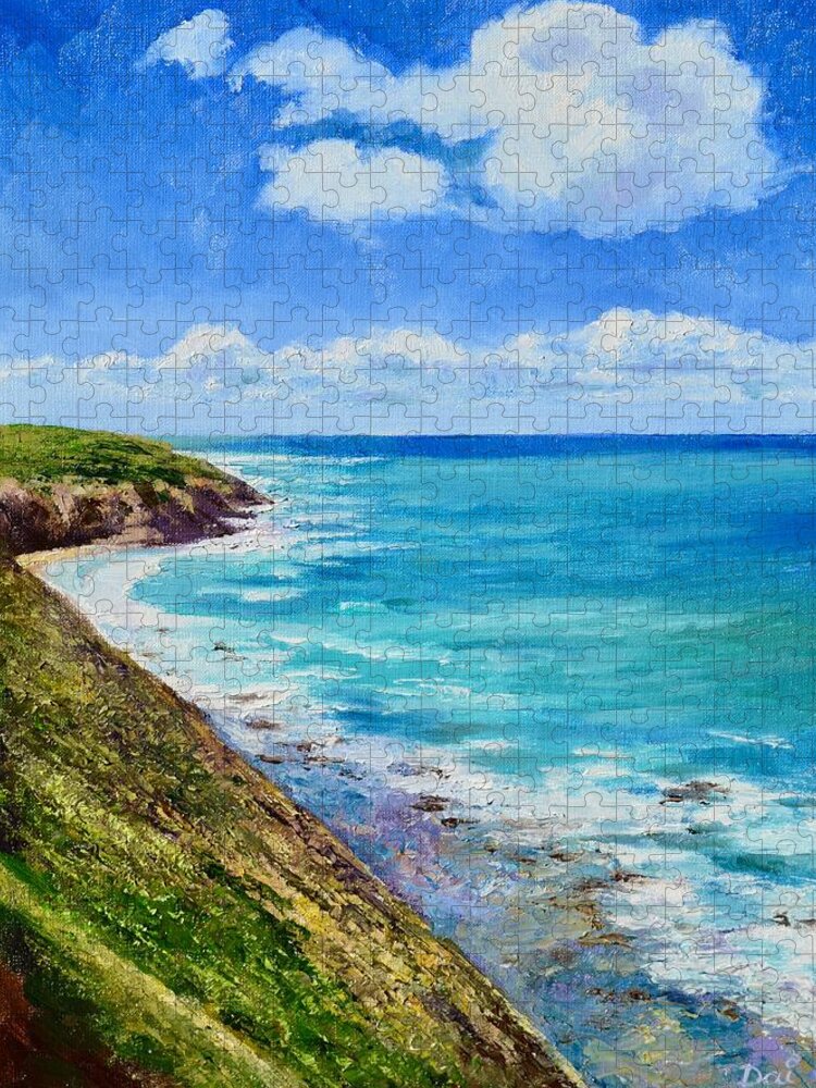 Cliffs Jigsaw Puzzle featuring the painting Cape Otway and Bass Strait by Dai Wynn