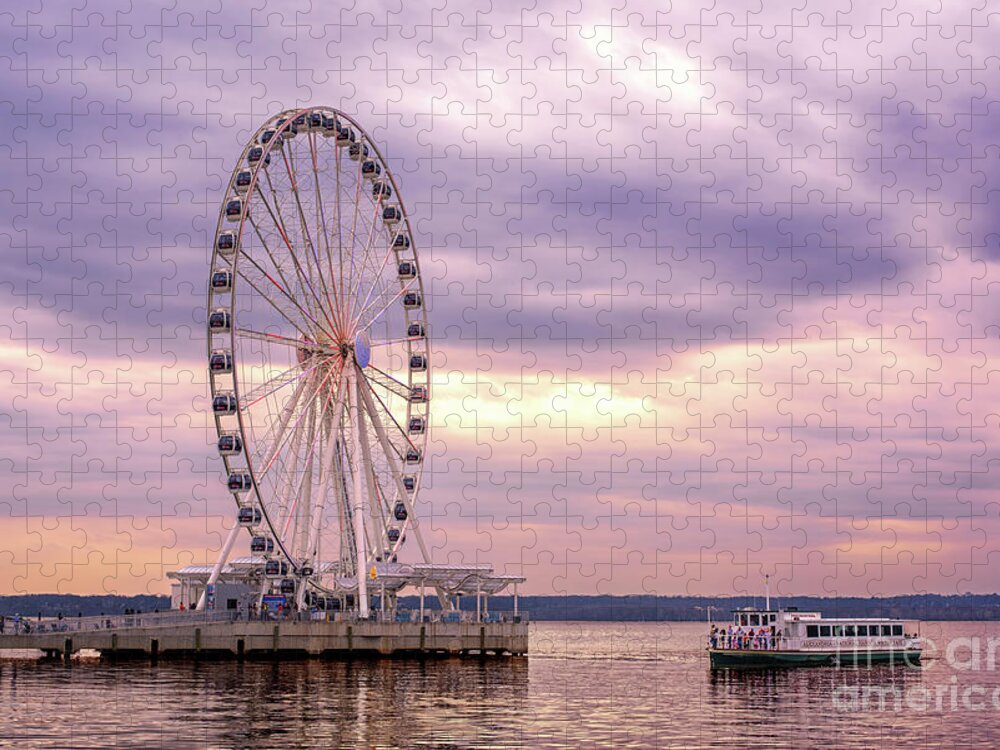 Ferris Wheel Jigsaw Puzzle featuring the photograph Capital Wheel at National Harbor, Maryland by Rehna George