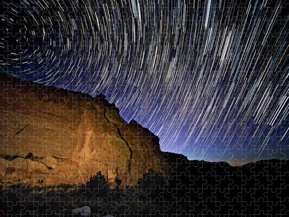 Startrail Jigsaw Puzzle featuring the photograph Capitol Reef Star Trail by Wesley Aston