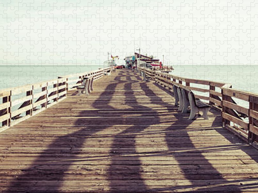 America Jigsaw Puzzle featuring the photograph Capitola Wharf Pier Retro Panorama Photo by Paul Velgos
