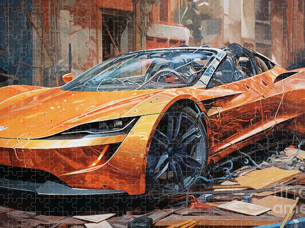 Tesla Jigsaw Puzzle featuring the drawing Car 2566 Tesla Roadster by Clark Leffler