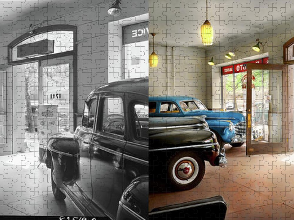 Car Jigsaw Puzzle featuring the photograph Car - Dealer - Showroom finish 1942 - Side by Side by Mike Savad