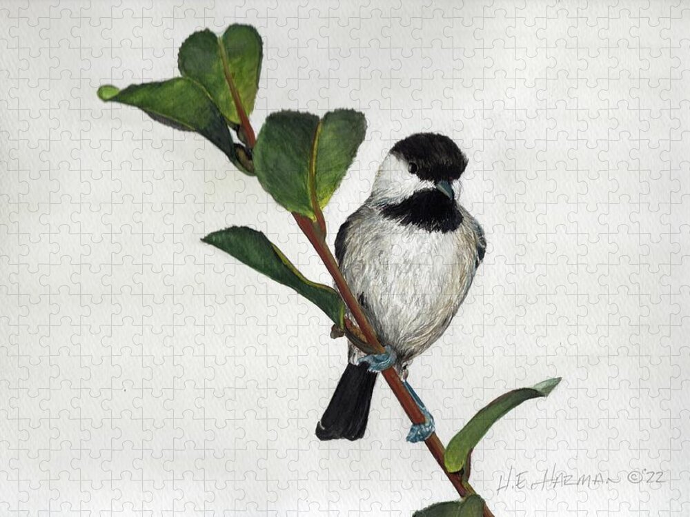 Branch Jigsaw Puzzle featuring the painting Carolina Chickadee by Heather E Harman