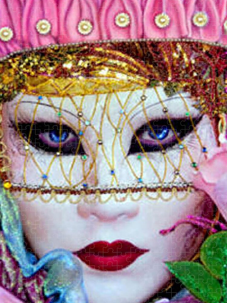 Mixed Media Painting Jigsaw Puzzle featuring the mixed media Carolina II Carnival of Venice by Anni Adkins