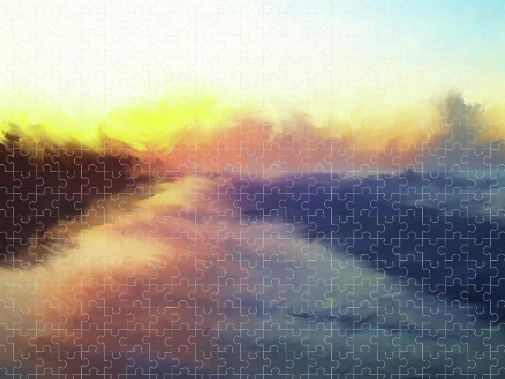 Beach Jigsaw Puzzle featuring the digital art Carolina Sunrise by Shawn Conn