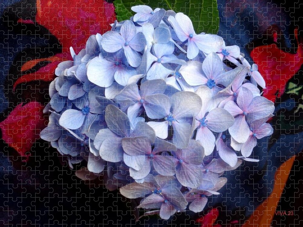 Hydrangea Jigsaw Puzzle featuring the photograph Carolyn's Hydrangea Blue by VIVA Anderson