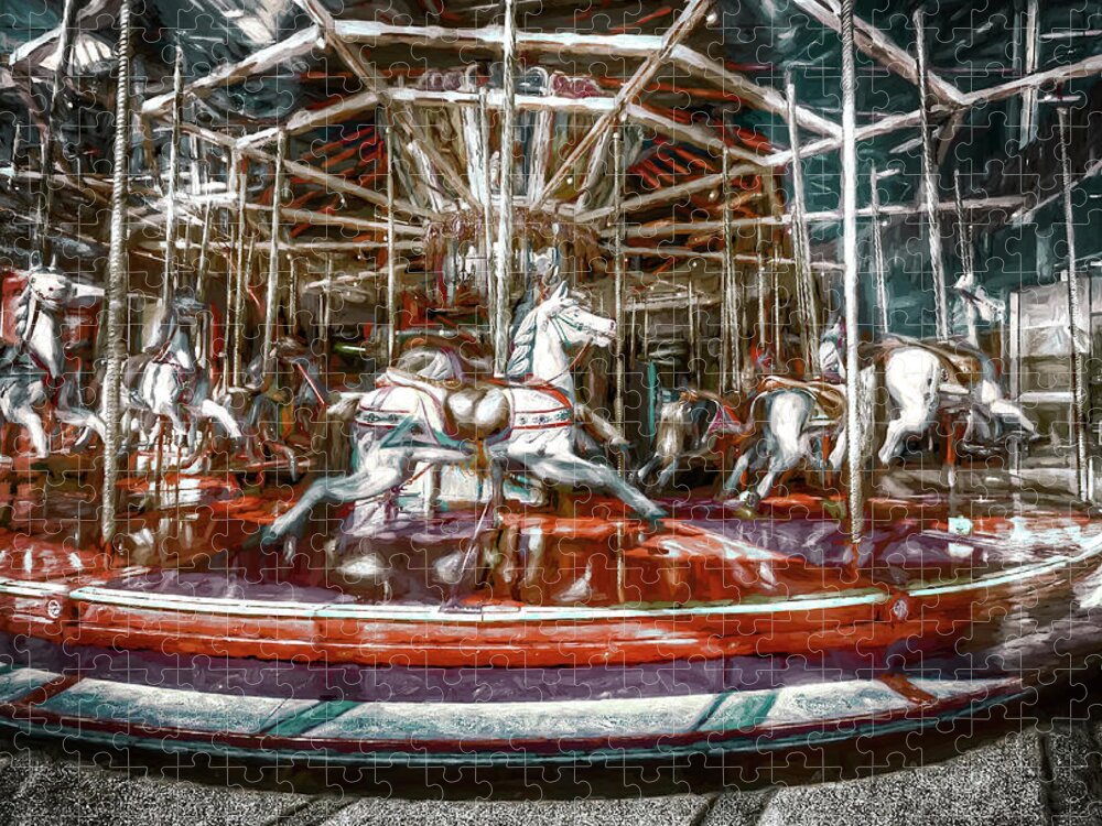 Merry-go-round Jigsaw Puzzle featuring the digital art Carousel Of Time by Wayne Sherriff