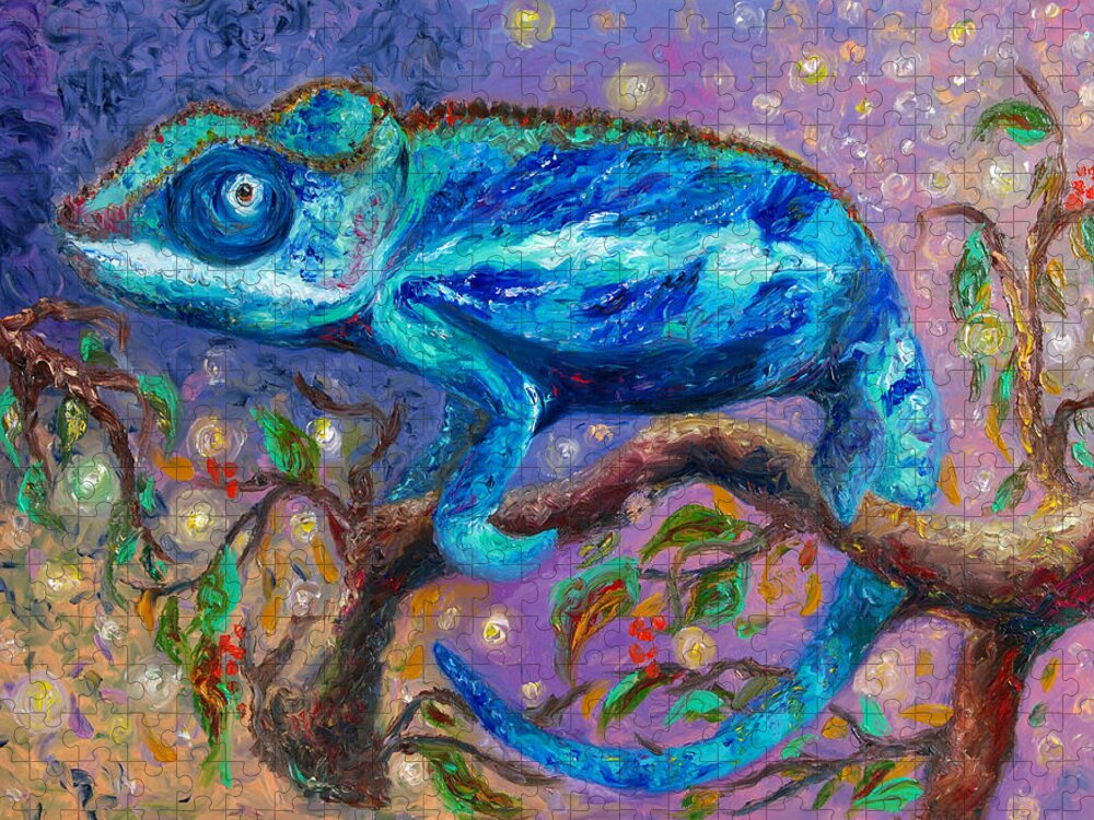 Chameleon Jigsaw Puzzle featuring the painting Carrie by Hafsa Idrees