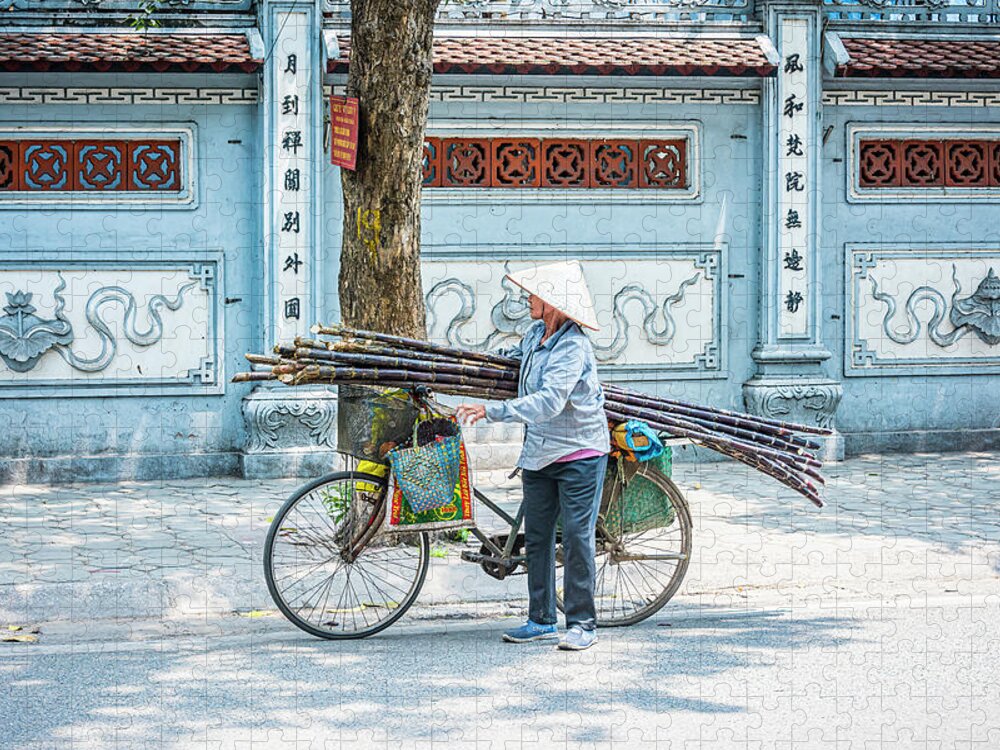 Vietnam Photography Jigsaw Puzzle featuring the photograph Carrying Cane by Marla Brown