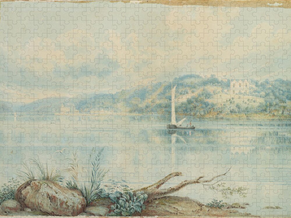 Nature Jigsaw Puzzle featuring the painting Carthona and Lindesay, Darling Point, from Clark Island, ca. 1844 by MotionAge Designs