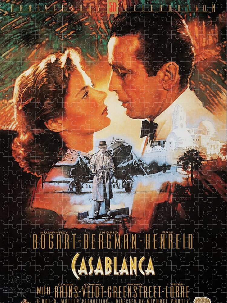 Casablanca Jigsaw Puzzle featuring the mixed media ''Casablanca'' poster 1942 by Stars on Art