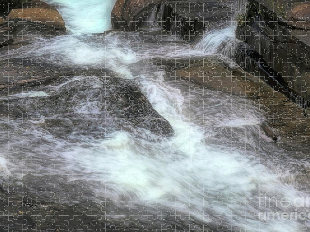 Waterfall Jigsaw Puzzle featuring the photograph Cascading Water at Reedy River Falls by Amy Dundon