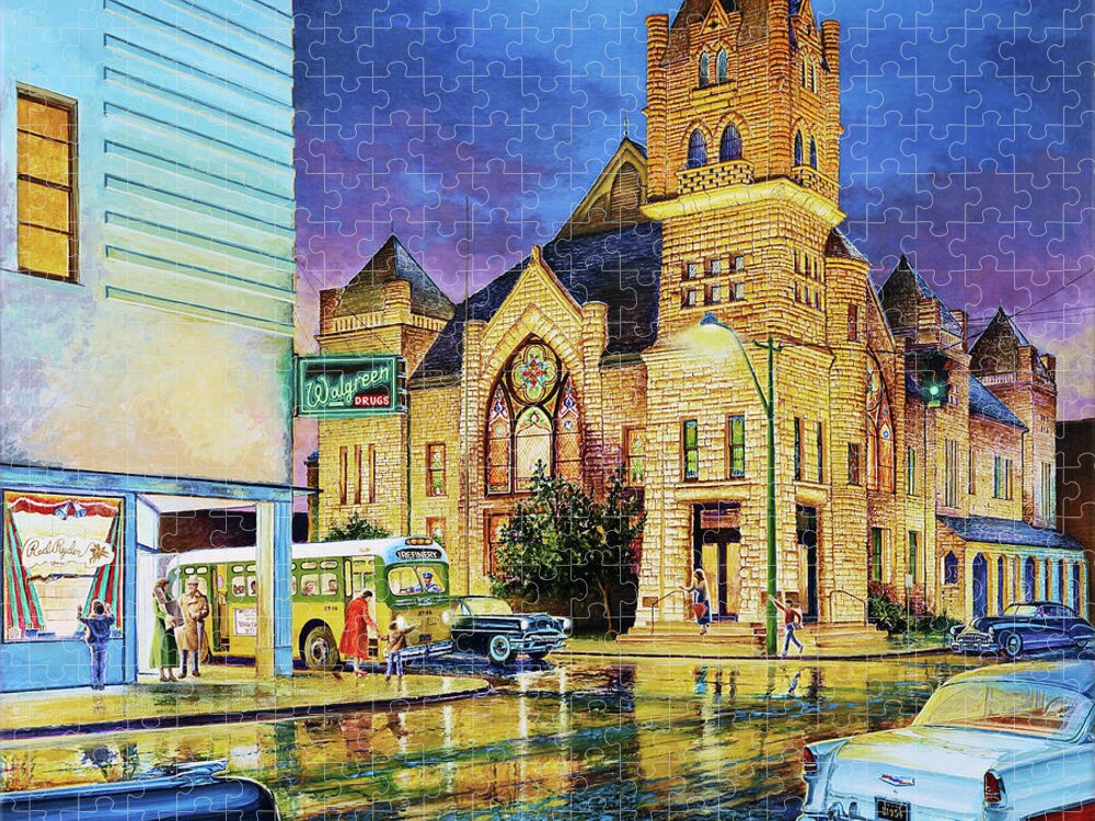 Tyrrell Public Library Jigsaw Puzzle featuring the painting Castle of Imagination by Randy Welborn