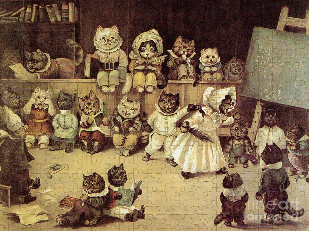 Cat Print Louis Wain Cats Vintage Art Mrs Tabitha's Cats Academy Jigsaw  Puzzle by Kithara Studio - Pixels Puzzles