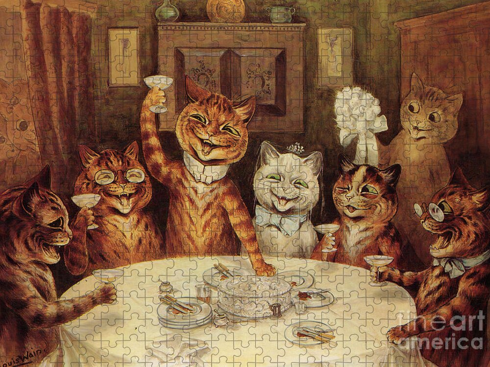 Cat Print Louis Wain Cats Vintage Art The Wedding Breakfast Jigsaw