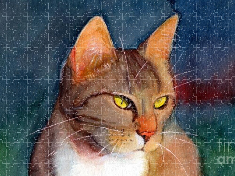 Cat Jigsaw Puzzle featuring the painting Cat Whiskers by Vicki B Littell