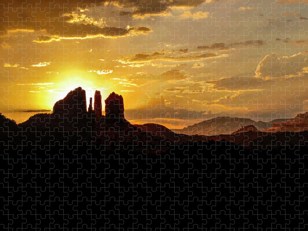 Cathedral Rock Jigsaw Puzzle featuring the photograph Cathedral Rock at Sunset by Al Judge