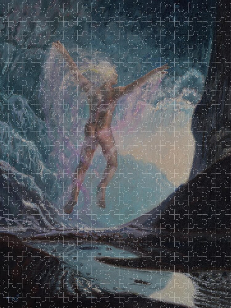 Cave Jigsaw Puzzle featuring the painting Cave Dancer by Miguel Tio