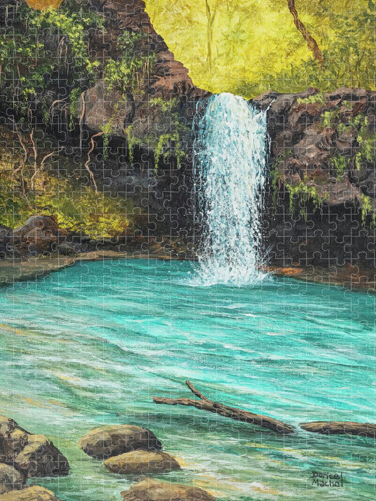 Caveman Falls Jigsaw Puzzle featuring the painting Caveman Falls by Darice Machel McGuire