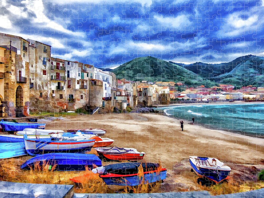 Italy Jigsaw Puzzle featuring the photograph Cefalu Waterfront by Monroe Payne